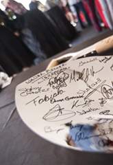signed shovel at building groundbreaking