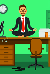 illustration of man sitting on desk