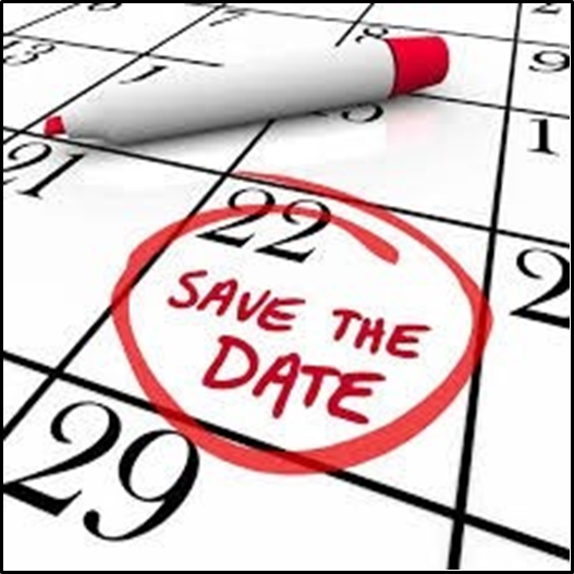 A calendar with a date circled and the words 'Save The Date'.