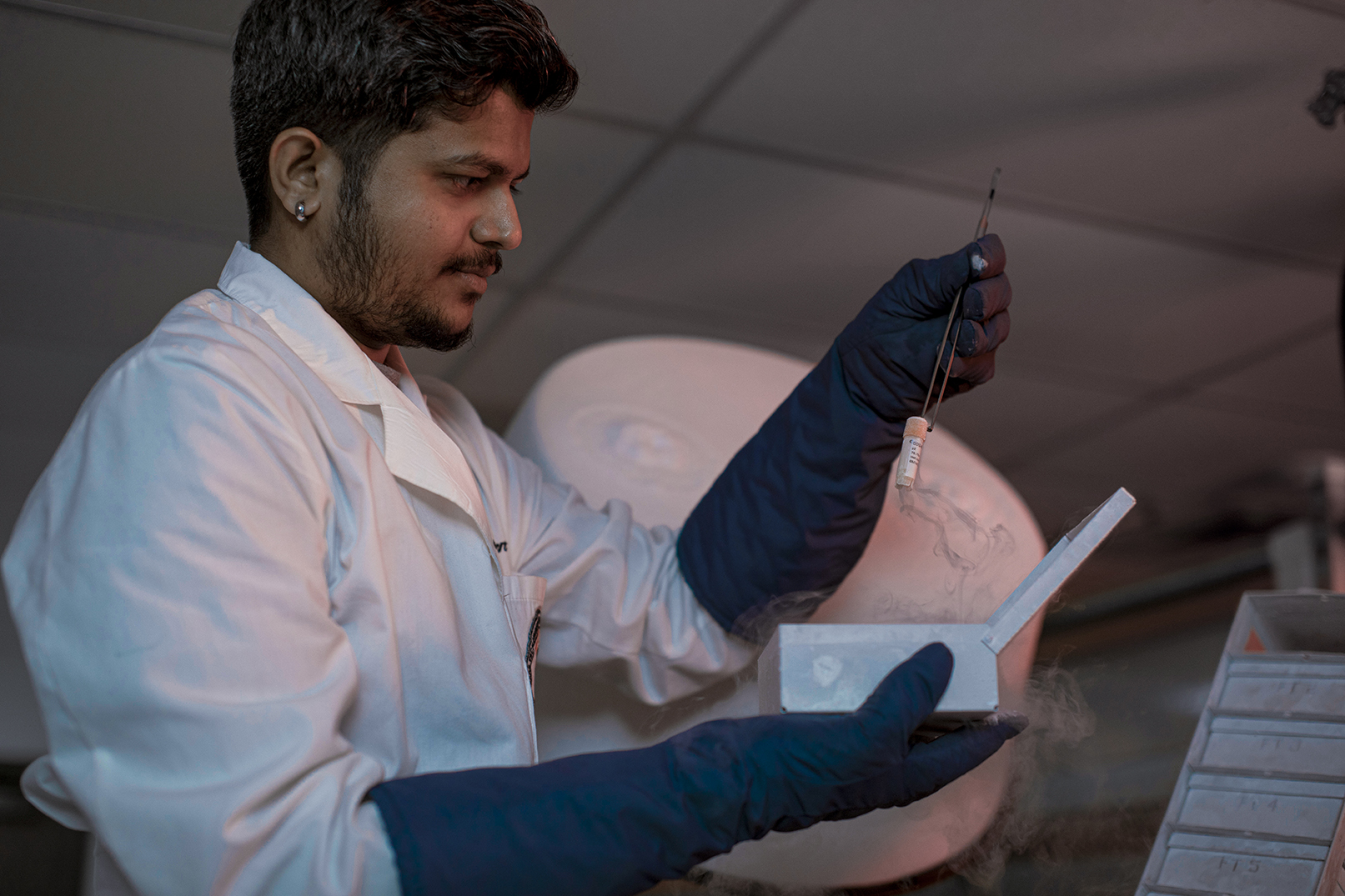 Researcher works in state-of-the-art lab